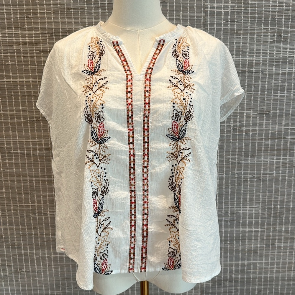 J. Jill Textured Embroidered Top Sz Small Petite